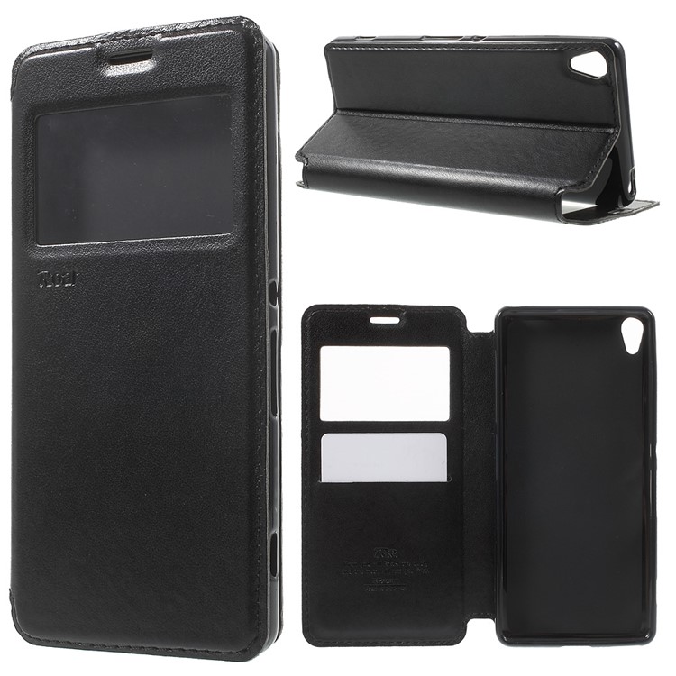 ROAR KOREA Noble Leather View Flip Case Cover for Sony Xperia XA / XA Dual - Black-1