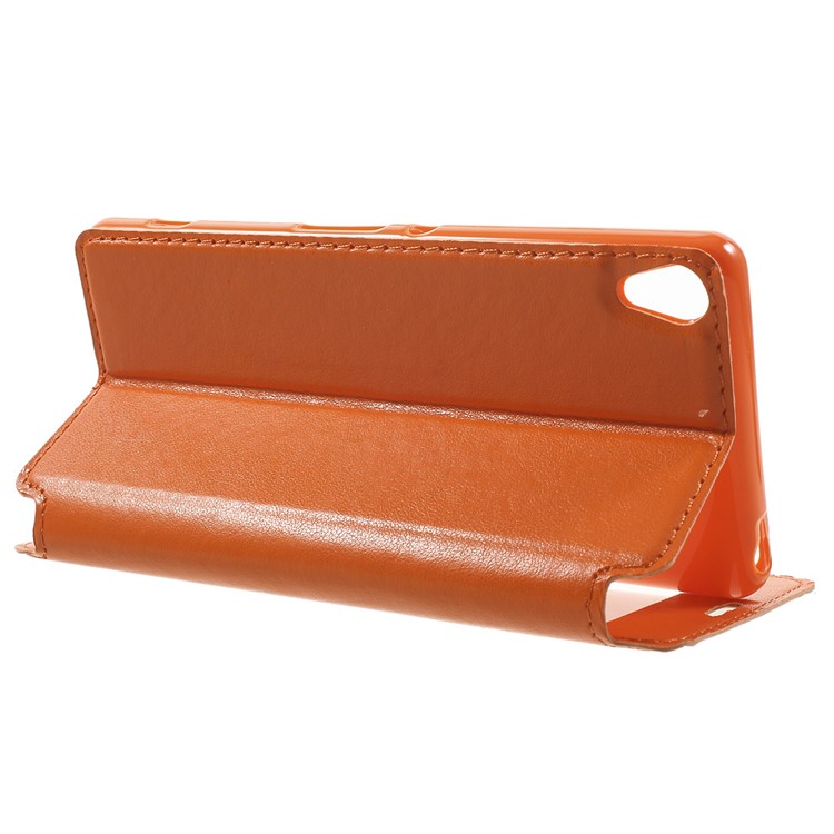 ROAR KOREA for Sony Xperia XA / XA Dual Noble Leather View Window Cover - Orange-3