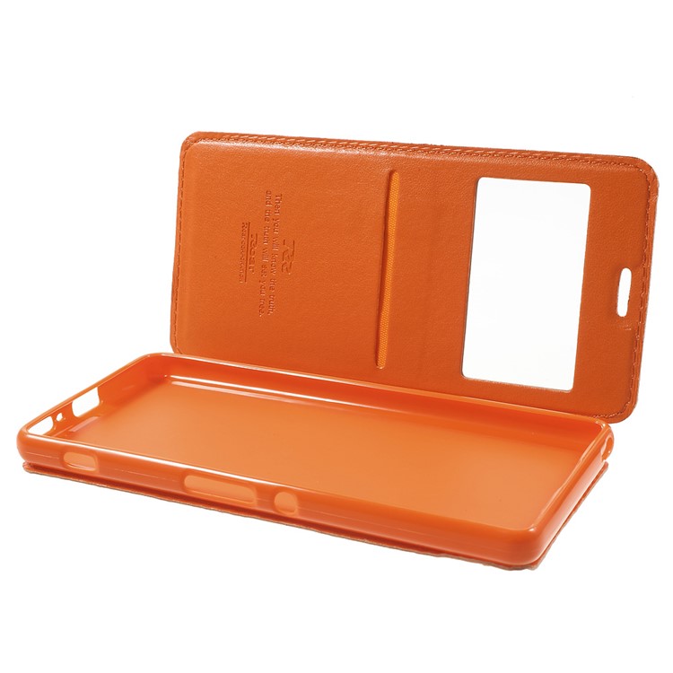 ROAR KOREA for Sony Xperia XA / XA Dual Noble Leather View Window Cover - Orange-5
