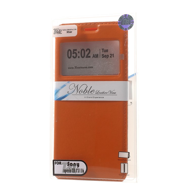 ROAR KOREA for Sony Xperia XA / XA Dual Noble Leather View Window Cover - Orange-9