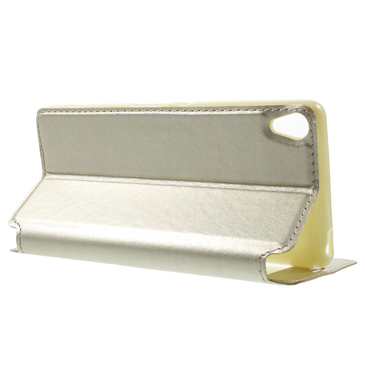 ROAR KOREA for Sony Xperia XA / XA Dual Noble Leather View Stand Case - Champagne-3