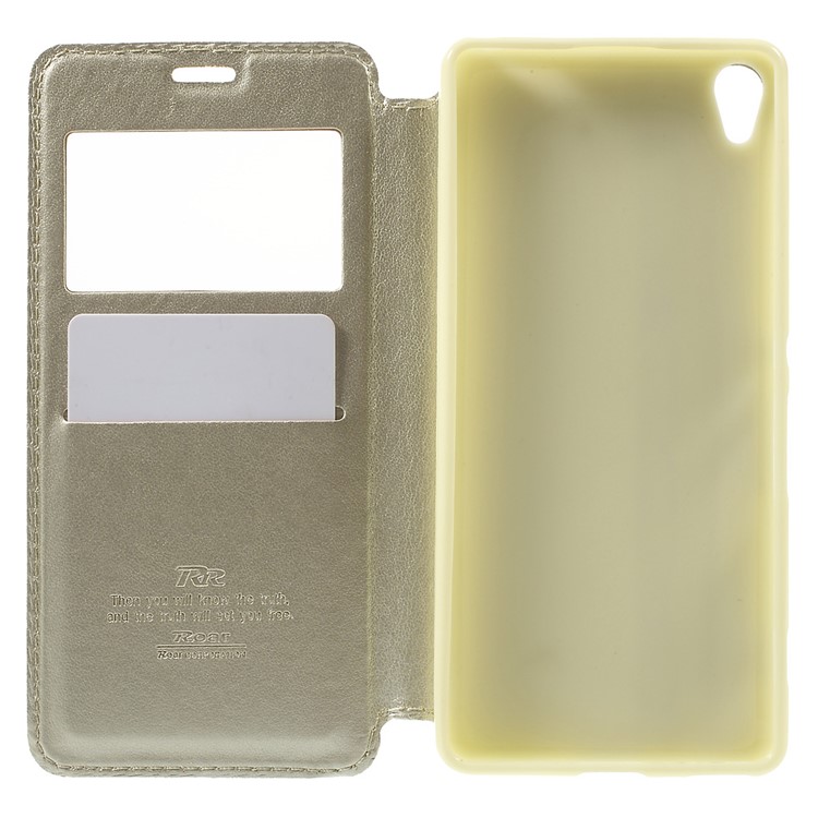 ROAR KOREA for Sony Xperia XA / XA Dual Noble Leather View Stand Case - Champagne-4