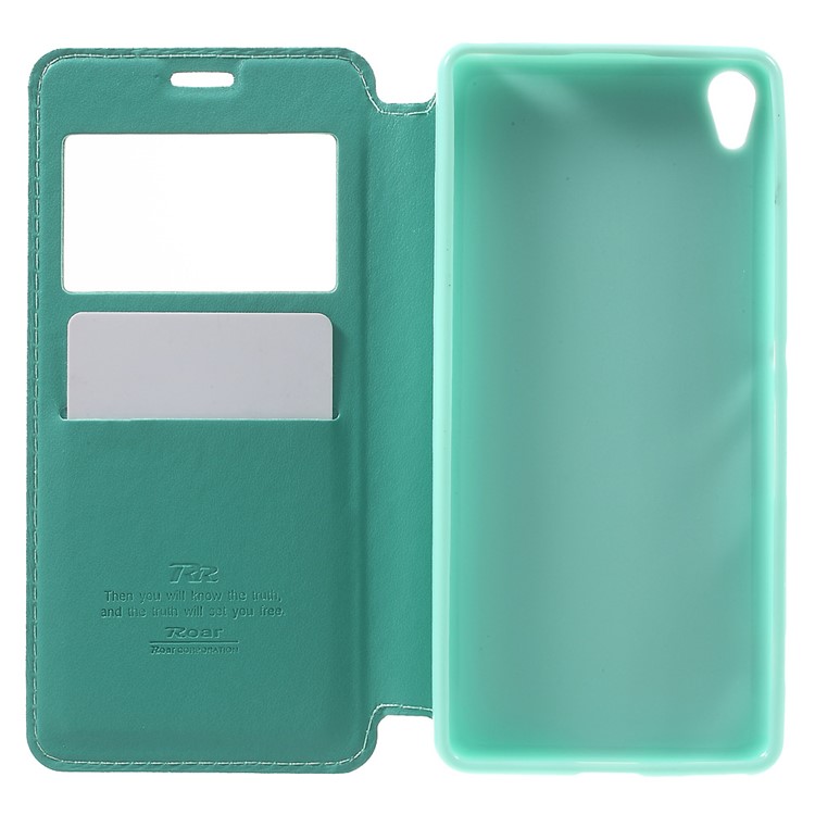 ROAR KOREA Noble Leather View Case Flip Cover for Sony Xperia XA / XA Dual - Cyan-4