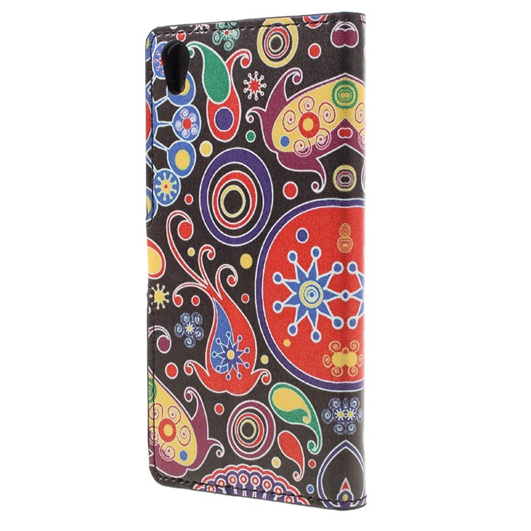 Patterned Leather Wallet Case for Sony Xperia E5 - Paisley Pattern-2