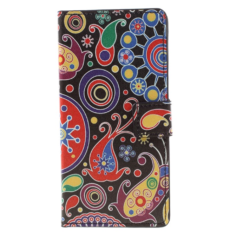 Patterned Leather Wallet Case for Sony Xperia E5 - Paisley Pattern-3