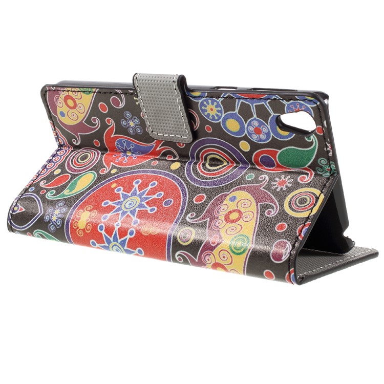 Patterned Leather Wallet Case for Sony Xperia E5 - Paisley Pattern-5