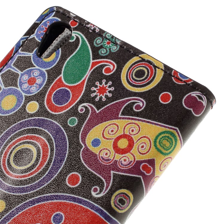 Patterned Leather Wallet Case for Sony Xperia E5 - Paisley Pattern-8