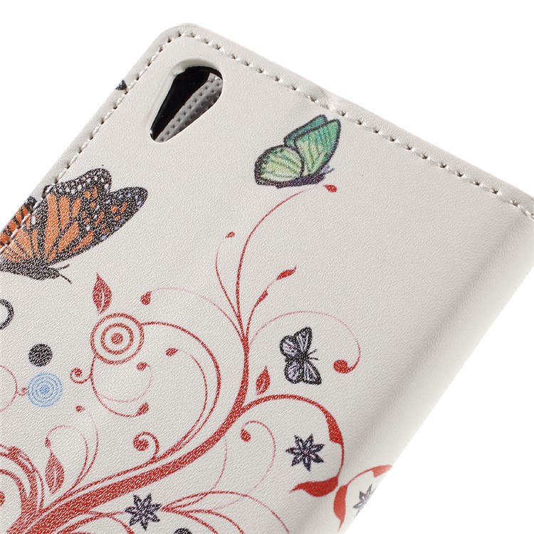 Gemusterte Leder Geldbörse Handyhülle Für Sony Xperia E5 - Schmetterling Und Kreis-9