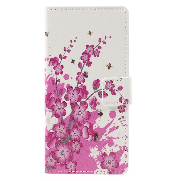 Patterned Leather Card Slot Case for Sony Xperia E5 - Plum Blossom-3