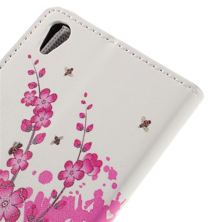 Patterned Leather Card Slot Case for Sony Xperia E5 - Plum Blossom-9