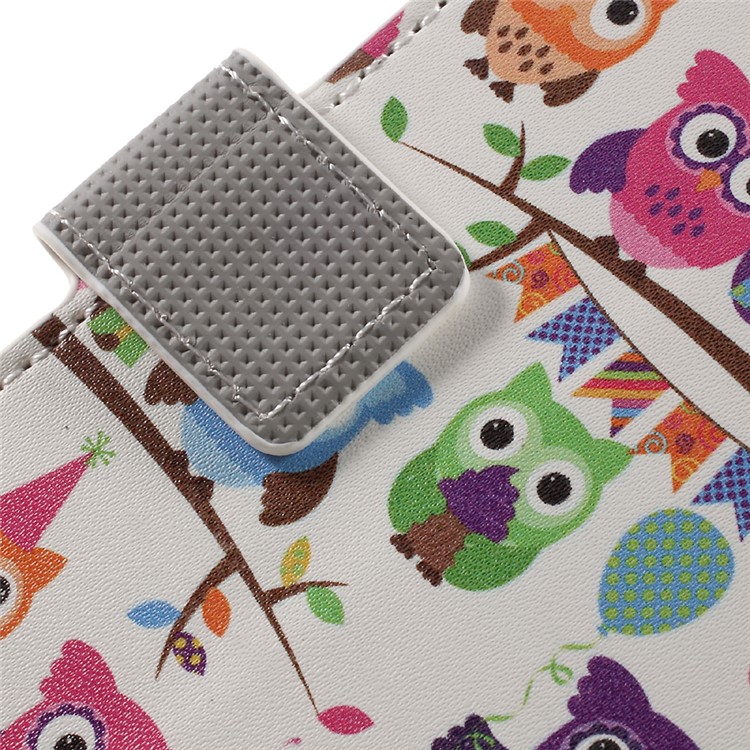 Patterned Leather Wallet Case for Sony Xperia E5 - Owl Family-11