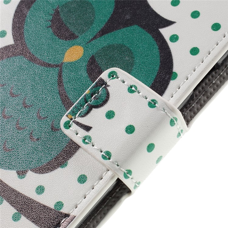 Patterned Leather Wallet Case for Sony Xperia E5 - Dozing Owl-10