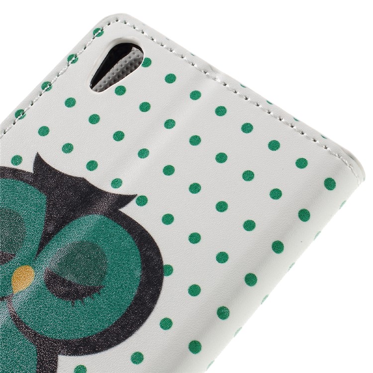 Patterned Leather Wallet Case for Sony Xperia E5 - Dozing Owl-9