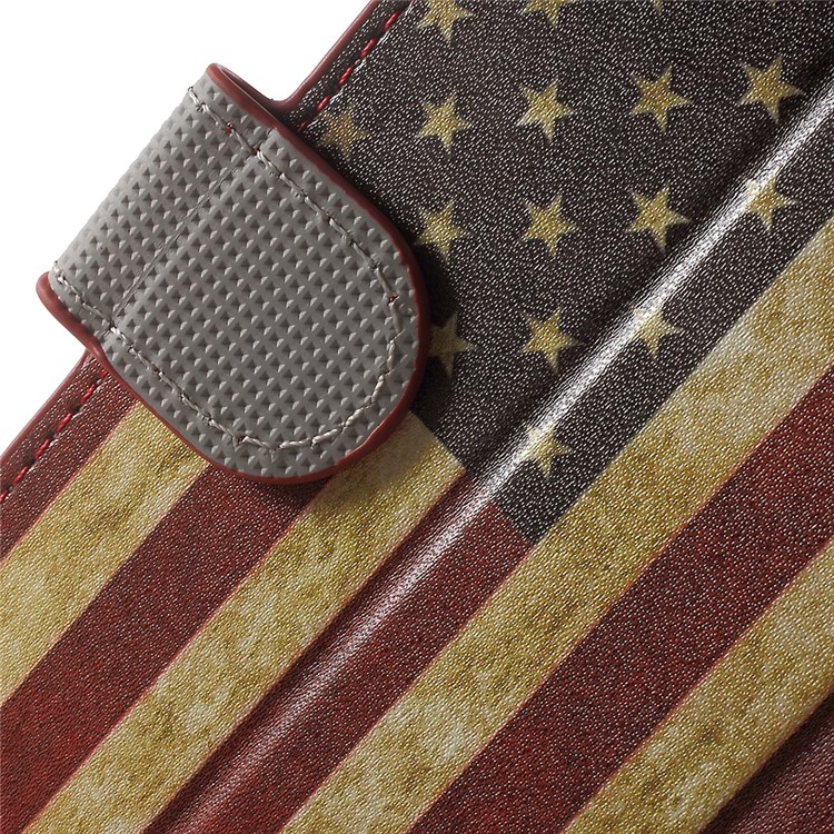 Leather Wallet Stand Shell for Sony Xperia E5 - US Flag-6