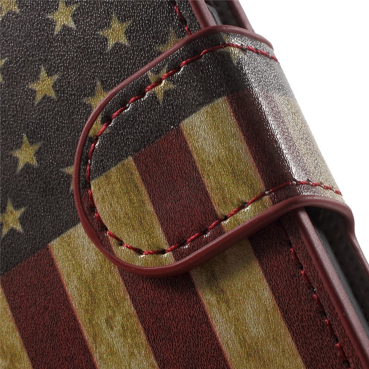 Leather Wallet Stand Shell for Sony Xperia E5 - US Flag-7