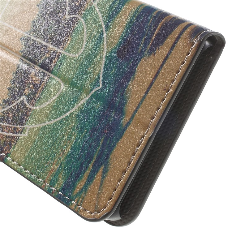 Leather Wallet Stand Protective Case for Sony Xperia E5 - Anchor and Sea-8