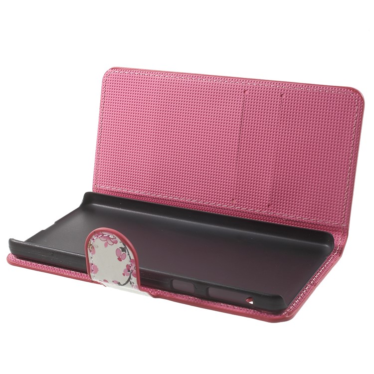 Leather Wallet Stand Case for Sony Xperia E5 - Plum Blossom-5