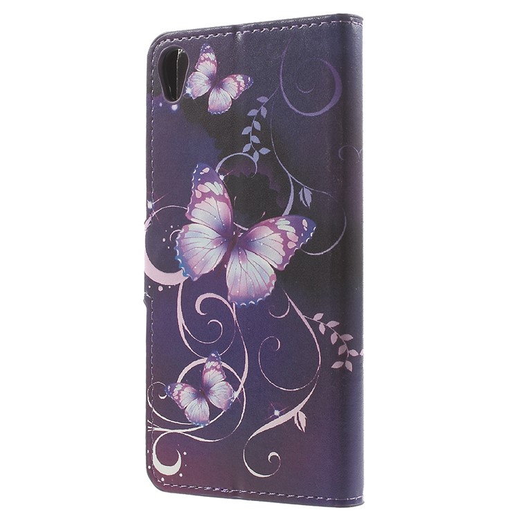 Leather Wallet Stand Case for Sony Xperia E5 - Purple Butterfly-2