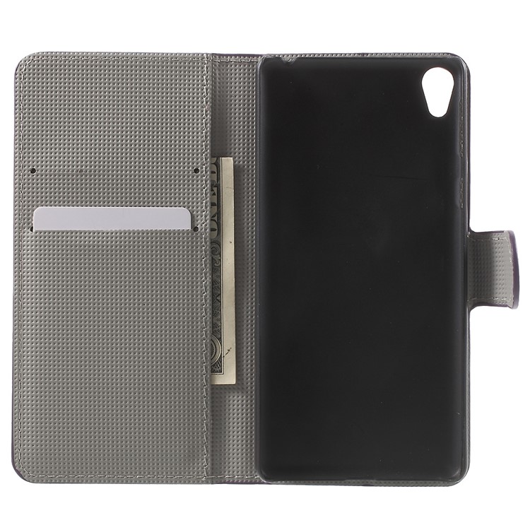 Leather Wallet Stand Case for Sony Xperia E5 - Purple Butterfly-4