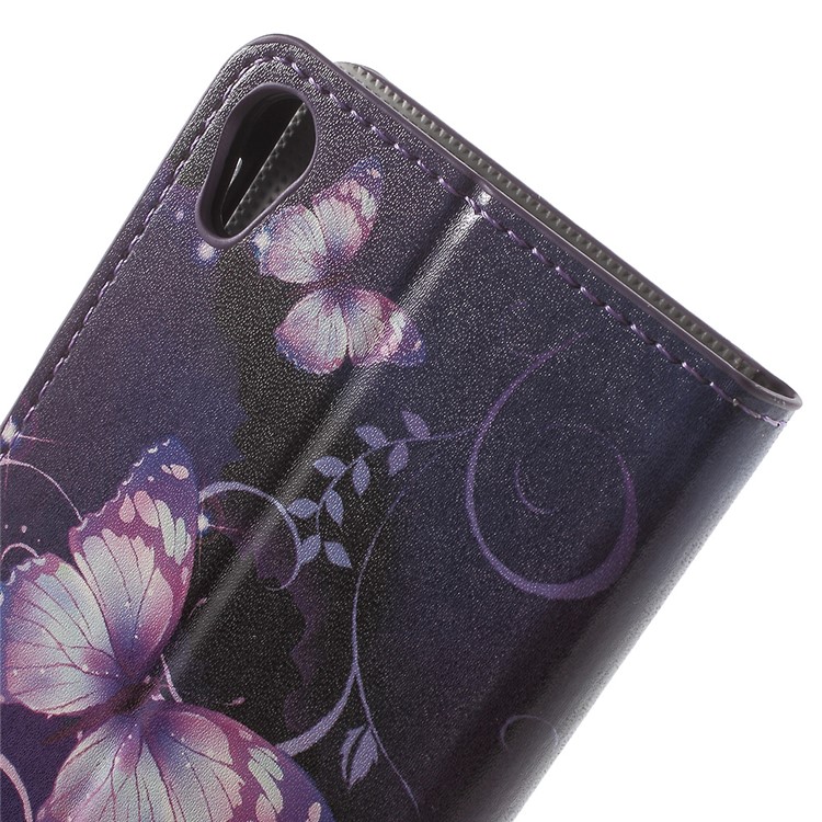 Leather Wallet Stand Case for Sony Xperia E5 - Purple Butterfly-6