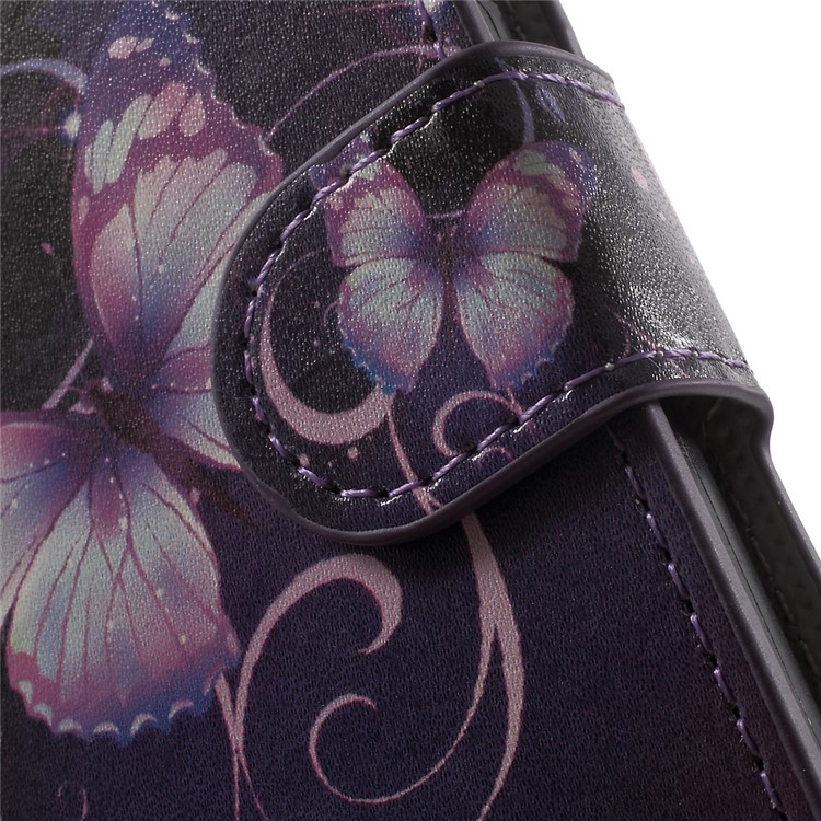 Leather Wallet Stand Case for Sony Xperia E5 - Purple Butterfly-7