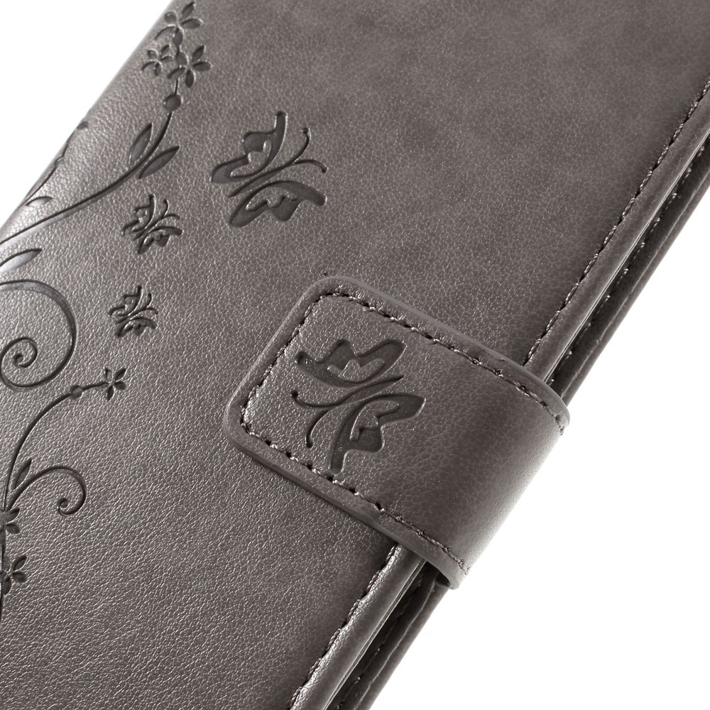 Butterfly Imprinted Leather Wallet Flip Case for Sony Xperia X Performance - Grey-6
