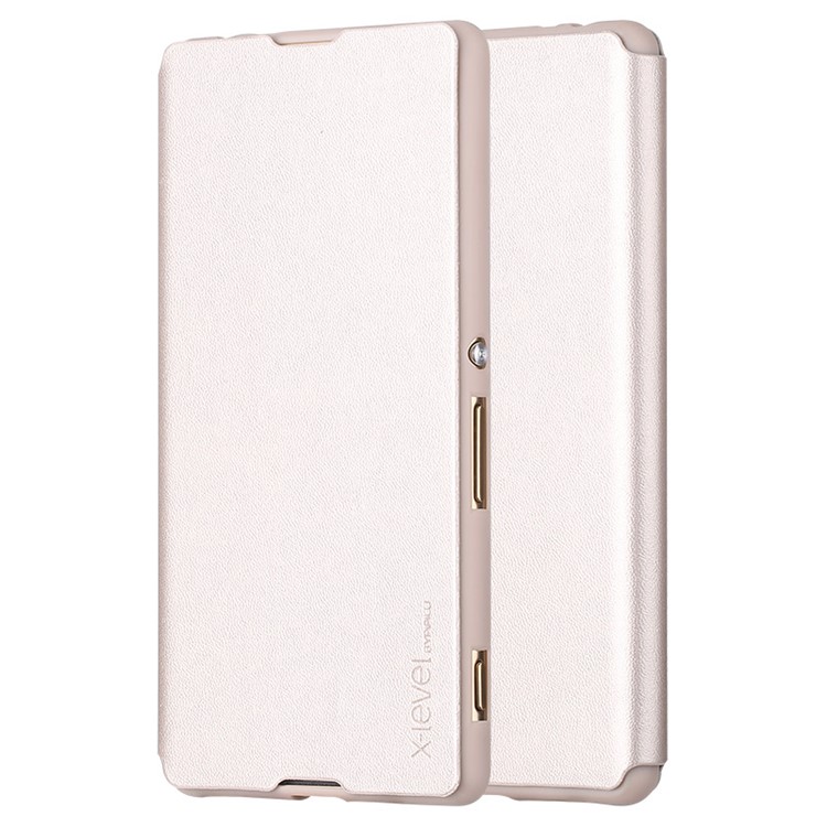 X-LEVEL Slim Flip Leather Cover with Stand for Sony Xperia M5 E5603/M5 Dual E5633 - Gold-1