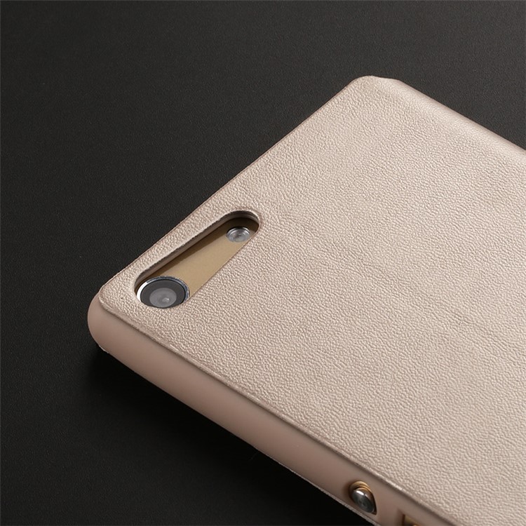 X-LEVEL Slim Flip Leather Cover with Stand for Sony Xperia M5 E5603/M5 Dual E5633 - Gold-9