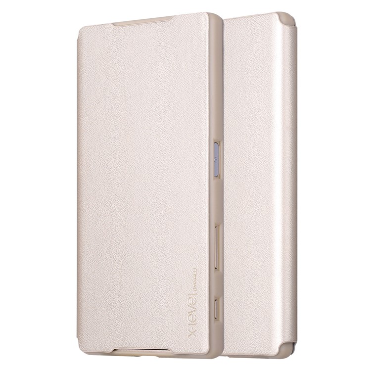 X-LEVEL Slim Folio Leather Cover Case for Sony Xperia Z5 / Z5 Dual - Gold-1