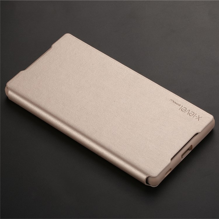 X-LEVEL Slim Folio Leather Cover Case for Sony Xperia Z5 / Z5 Dual - Gold-2