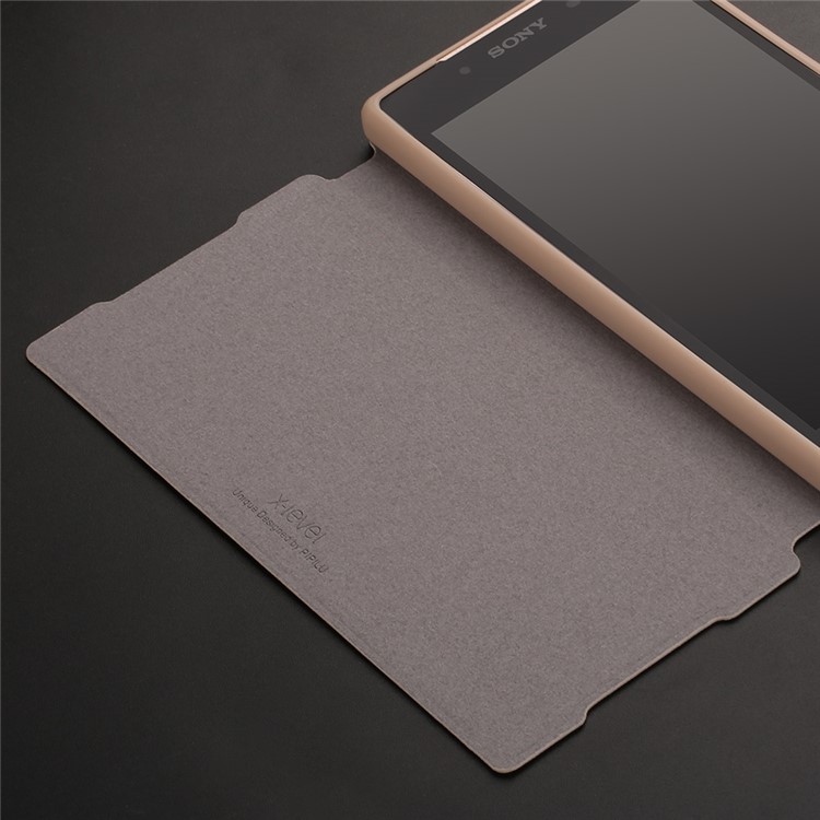 X-LEVEL Slim Folio Leather Cover Case for Sony Xperia Z5 / Z5 Dual - Gold-4