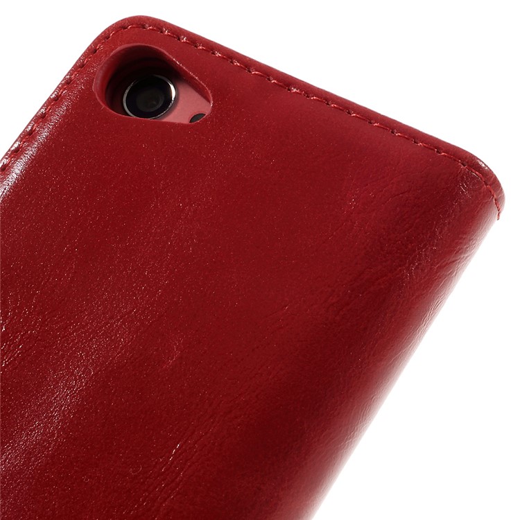 CASEME Oil Wax Crazy Horse Leather Wallet Case Cover for Sony Xperia Z5 Compact - Red-10