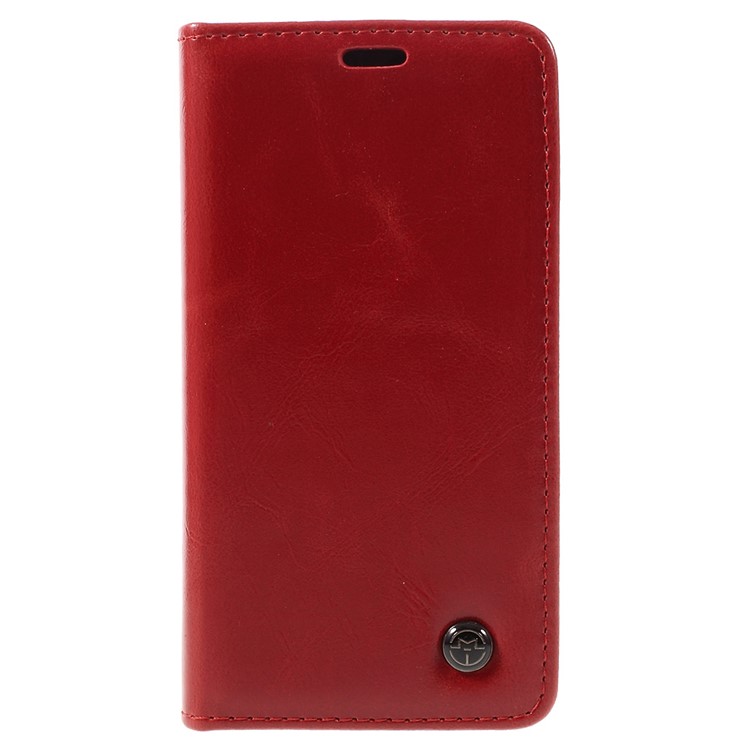 CASEME Oil Wax Crazy Horse Leather Wallet Case Cover for Sony Xperia Z5 Compact - Red-3