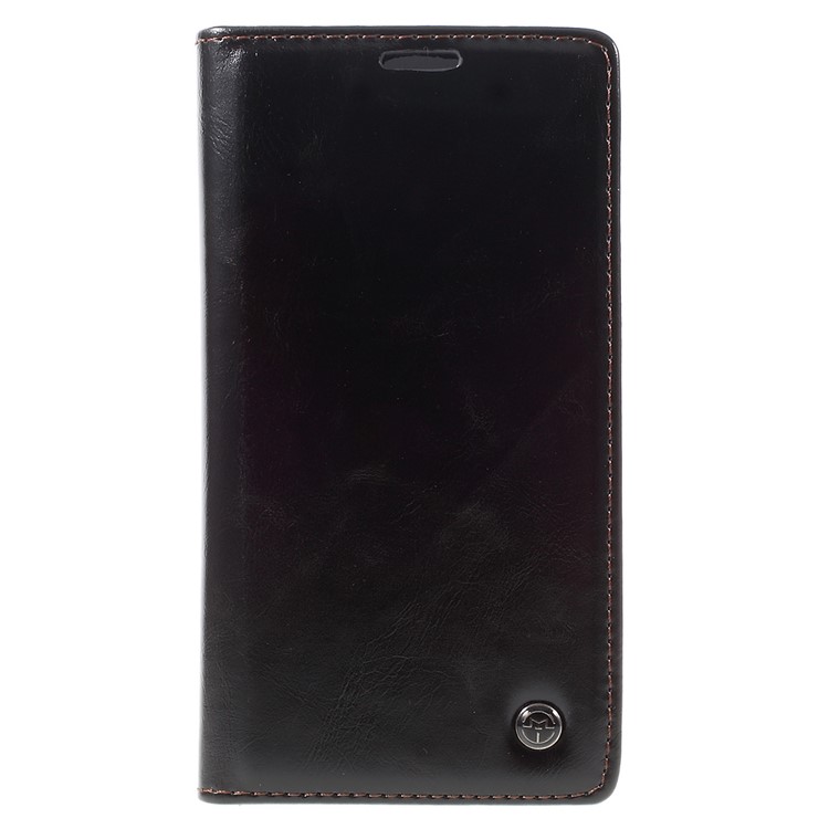 CASEME Oil Wax Crazy Horse Wallet Leather Stand Case for Sony Xperia Z5 Premium / Premium Dual - Black-3