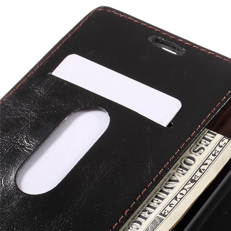 CASEME Oil Wax Crazy Horse Wallet Leather Stand Case for Sony Xperia Z5 Premium / Premium Dual - Black-9