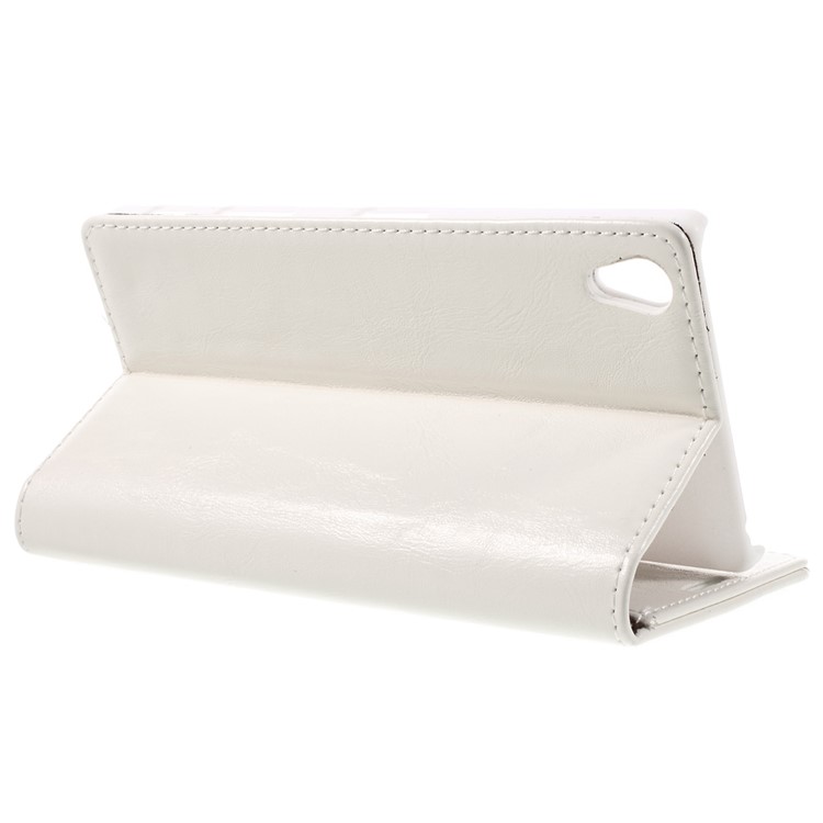 CASEME Oil Wax Crazy Horse Wallet Leather Stand Cover for Sony Xperia Z5 Premium / Premium Dual - White-5