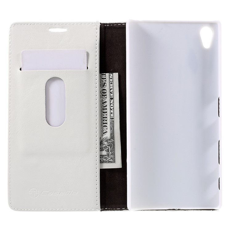 CASEME Oil Wax Crazy Horse Wallet Leather Stand Cover for Sony Xperia Z5 Premium / Premium Dual - White-6