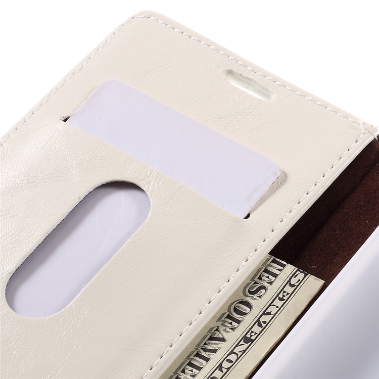 CASEME Oil Wax Crazy Horse Wallet Leather Stand Cover for Sony Xperia Z5 Premium / Premium Dual - White-7