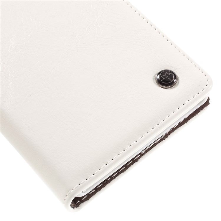 CASEME Oil Wax Crazy Horse Wallet Leather Stand Cover for Sony Xperia Z5 Premium / Premium Dual - White-8