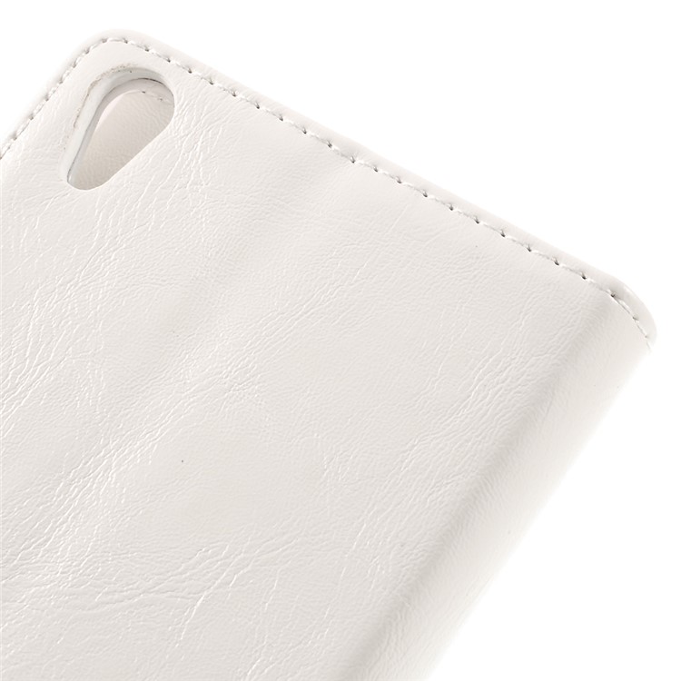CASEME Oil Wax Crazy Horse Wallet Leather Stand Cover for Sony Xperia Z5 Premium / Premium Dual - White-9
