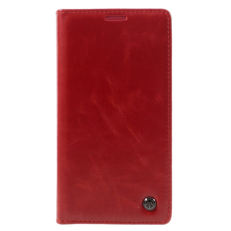 CASEME Oil Wax Crazy Horse Wallet Leather Magnetic Case for Sony Xperia Z5 Premium / Premium Dual - Red-3
