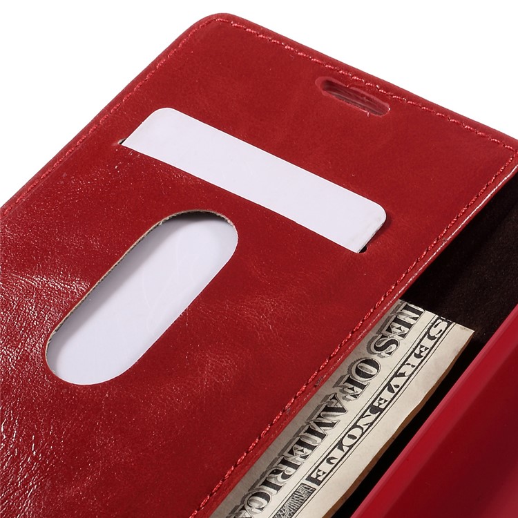 CASEME Oil Wax Crazy Horse Wallet Leather Magnetic Case for Sony Xperia Z5 Premium / Premium Dual - Red-7