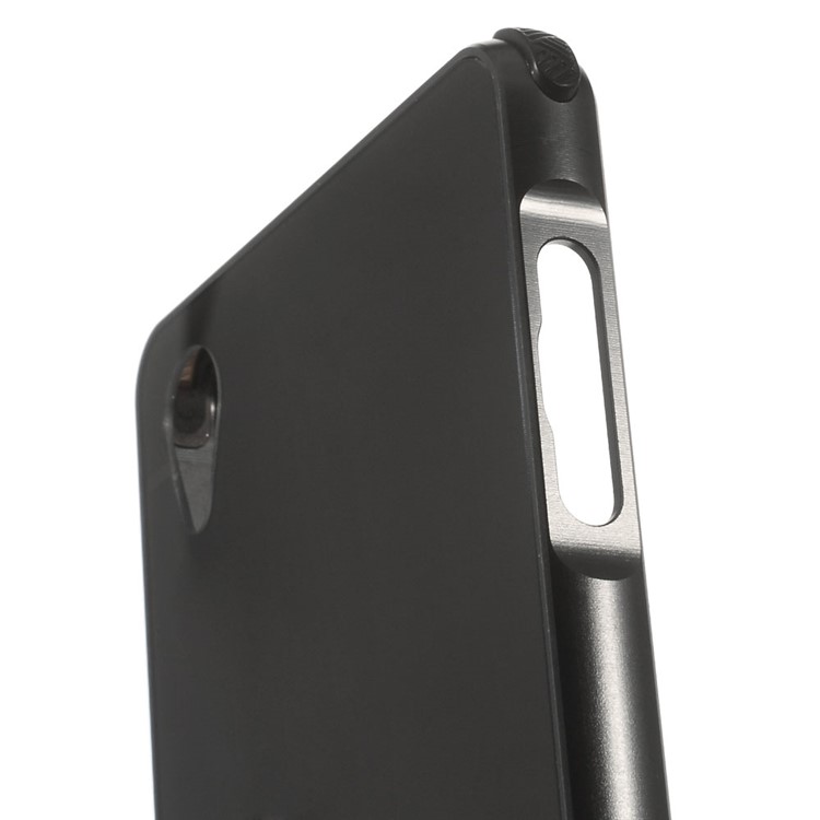 Slide-on Metal Bumper Brushed Plastic Back Case for Sony Xperia X - Black-2