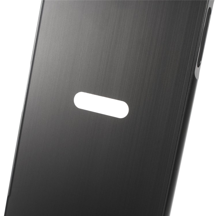 Slide-on Metal Bumper Brushed Plastic Back Case for Sony Xperia X - Black-5