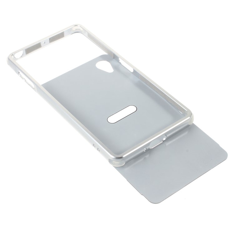 Slide-on Metal Frame Drop-proof Plastic Case for Sony Xperia X - Silver-5