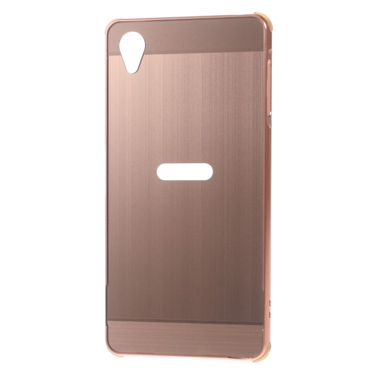 Tampa deslizante de plástico escovado de metal para Sony Xperia X - flecha ouro-1
