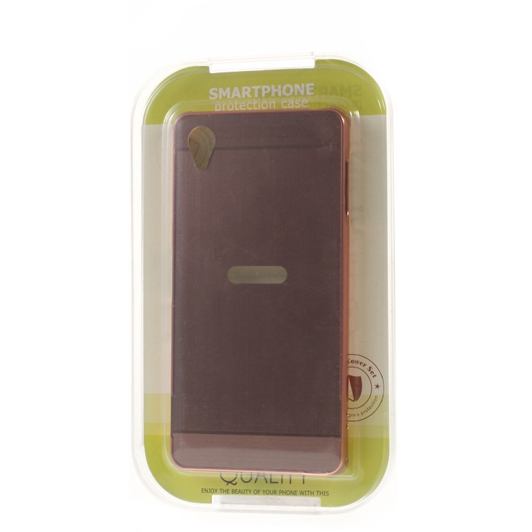 Tampa deslizante de plástico escovado de metal para Sony Xperia X - flecha ouro-6