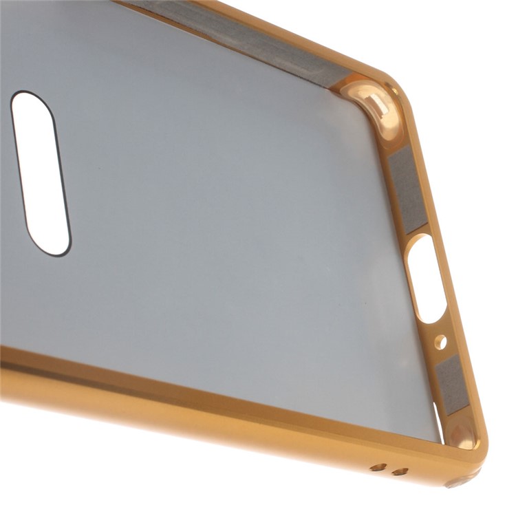 Slide-on Aluminum Alloy Bumper Brushed Plastic Shell for Sony Xperia X - Gold-3