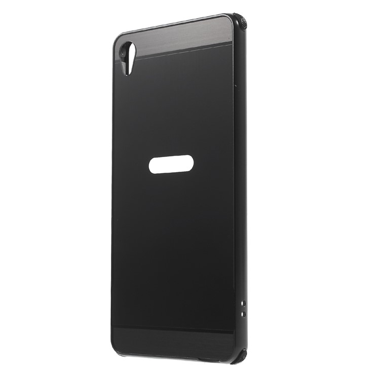 Slide-on Brushed PC Plate + Metal Bumper Hybrid Case for Sony Xperia XA / XA Dual - Black-2