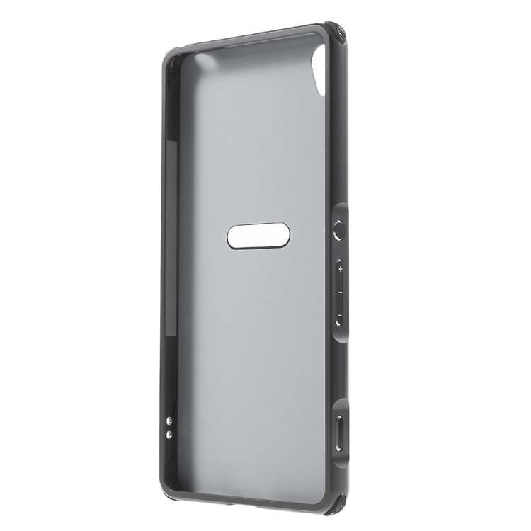 Slide-on Brushed PC Plate + Metal Bumper Hybrid Case for Sony Xperia XA / XA Dual - Black-3